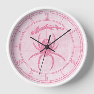 Horloge Araignée rose sur la serrure ronde