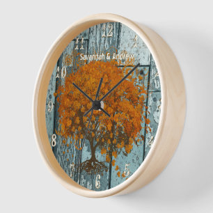 Horloge Arbre de corail en bois aqua rustique personnalisé