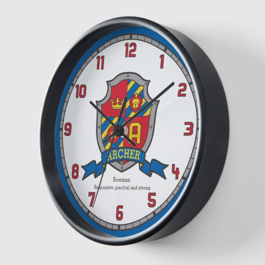 Horloge Archer name meaning heraldry shield letter (Angle)