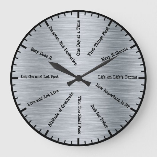 Horloge argentée de sobriété de 12 étapes de sloga (Recto)
