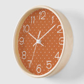 Horloge Arrière - plan des mini-coeurs orange brûlés (Angle)