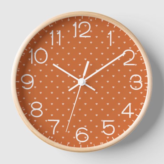 Horloge Arrière - plan des mini-coeurs orange brûlés (Recto)