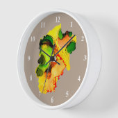 Horloge art Abstrait alcool encre jaune vert (Angle)