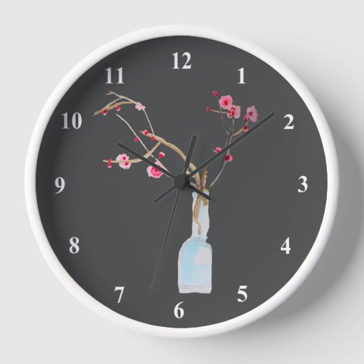 Horloge Art aquarelle de fleur de cerisier sakura (Recto)
