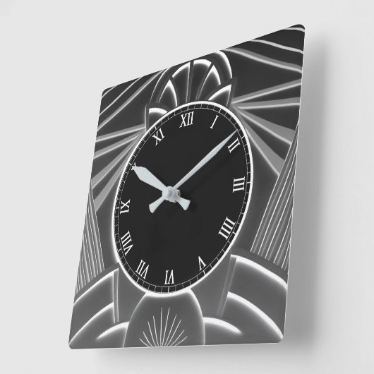 Horloge Art Déco Gris Charbon - Lignes Abstraites (Angle)