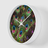 Horloge art déco vert turquoise turquoise plumes paon (Angle)