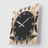 Horloge Art nouveau foncé - Noir Blanc Or (Angle)