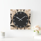 Horloge Art nouveau foncé - Noir Blanc Or (Maison)