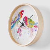 Horloge Art perroquet Aquarelle Peinture Aqua Colorful (Angle)