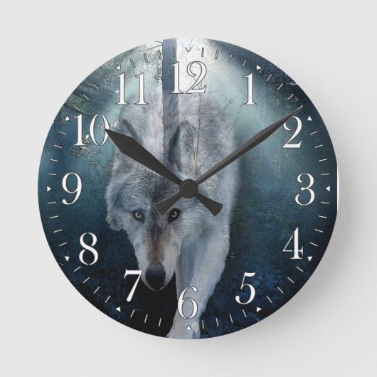 Horloge artistique du loup gris Stalking (Recto)