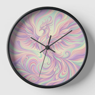 Horloge artistique Phénix abstrait aux ailes paste