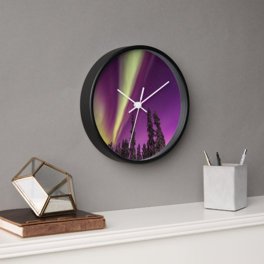 Horloge Aurora Borealis Northern Lights Fairbanks Alaska (Bureau)
