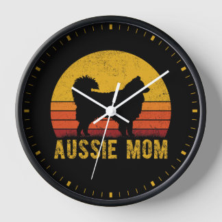 Horloge Aussie Maman Australien Berger Chien Maman Retro