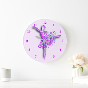 Horloge avec ballerine en violet