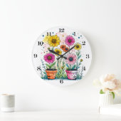 Horloge avec des fleurs dans un pot (Maison)