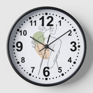 Horloge avec design abstrait de femme et de nature