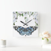 Horloge avec papillon bleu et Rose (Maison)