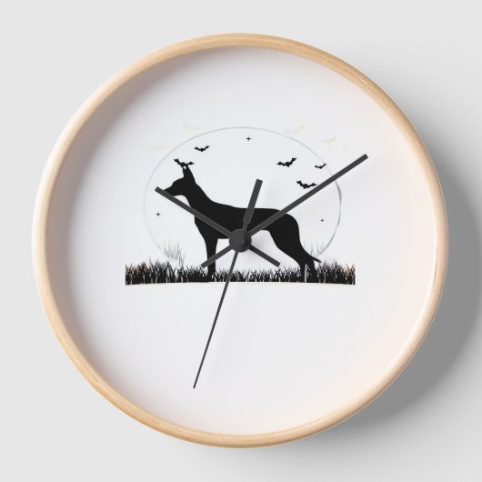 Horloge Azawakh Chien - Halloween Lune Silhouette Classiqu (Recto)