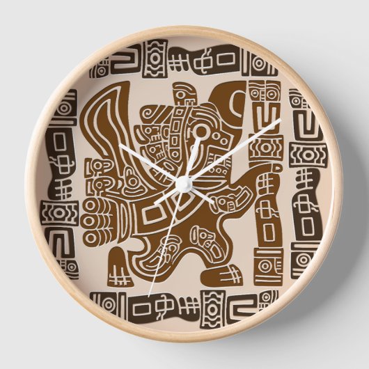Horloge Aztec Eagle Guerrier Tribal Art antique (Recto)
