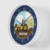 Horloge Backhoe Construction Marine Bleu Garçons Mur pour  (Angle)