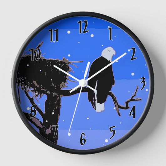 Horloge Bald Eagle en hiver - Art original de la faune (Recto)