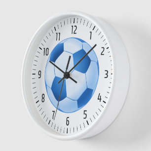 Horloge Balle de soccer bleu