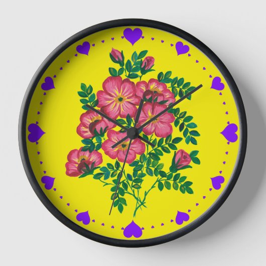 Horloge Banquet de fleurs roses (Recto)