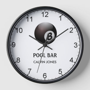 Horloge Bar de piscine à huit boules blanc
