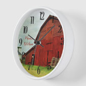 Horloge BARN pittoresque ROUGE RUSTIQUE (Angle)
