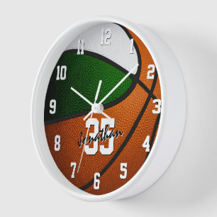 Horloge basket blanc vert sa décoration de salle de sport