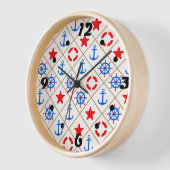 Horloge Bateau . bleu, rouge, marin, mer, ancre (Angle)