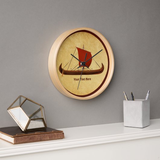Horloge Bateau viking à voile rouge II (Bureau)