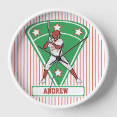 Horloge Batterie de baseball personnalisée Star Rouge (Recto)
