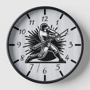 Horloge Batterie de baseball Silhouette Cadeau cadenas