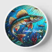 Horloge Beau brochet de walleye dans le lac (Recto)