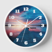 Horloge Beau coucher de soleil sur un lac de Calme (Recto)