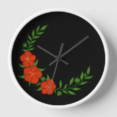 Horloge Beau Croissant de Couronne de fleurs rouges (Recto)