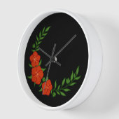 Horloge Beau Croissant de Couronne de fleurs rouges (Angle)