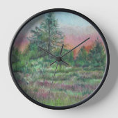 Horloge Beau paysage Art Arbres Ciel rose (Recto)