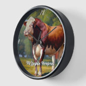 Horloge Beau taureau Hereford (Angle)