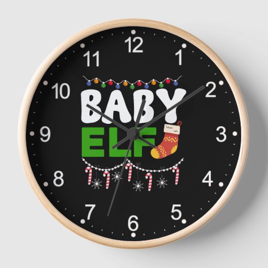 Horloge Bébé Elfe Noël Design de vacances-84608 (Recto)