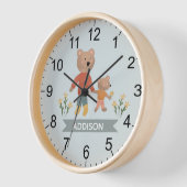 Horloge Bébé Garçons Bleu jolie Forêt Ours Nourriture (Angle)