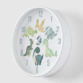 Horloge Bébé mignon Dinosaure Aquarelle bleu (Angle)