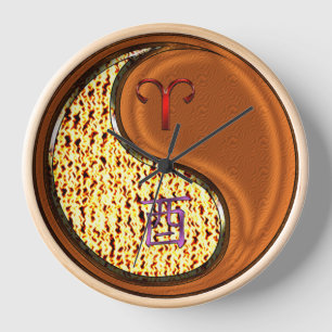 Horloge Bélier & Coq de Bois