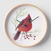 Horloge Belle Aquarelle Cardinale Rouge Décor Mur (Recto)
