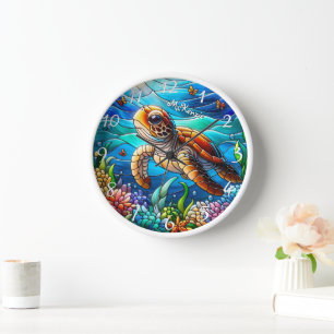 Horloge Belle Bébé Tortue de mer Natation