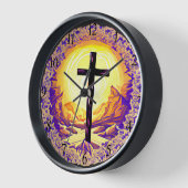 Horloge Belle Croix chrétienne détaillée (Angle)