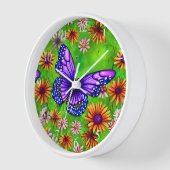 Horloge Belle prairie à papillon pourpre (Angle)