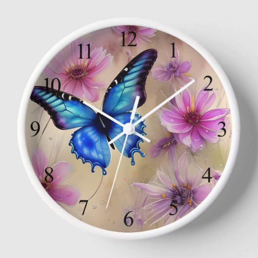 Horloge Belles fleurs et papillon (Recto)