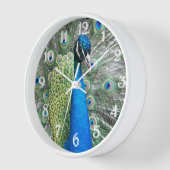 Horloge Belles plumes de paon bleu (Angle)